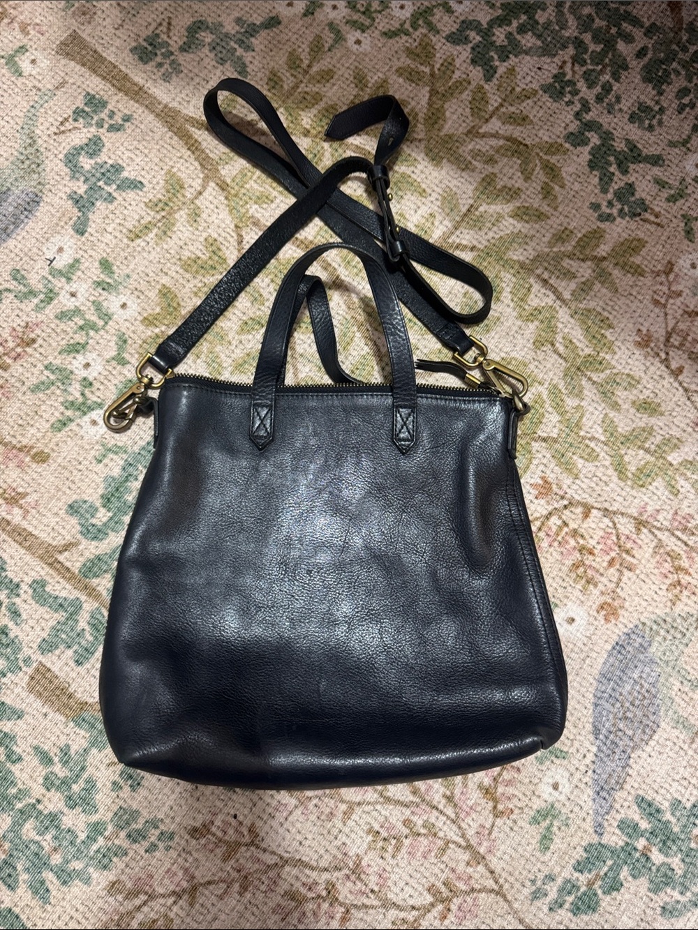 Madewell Black Leather Mini Transport Tote Crossbody - Women Bags